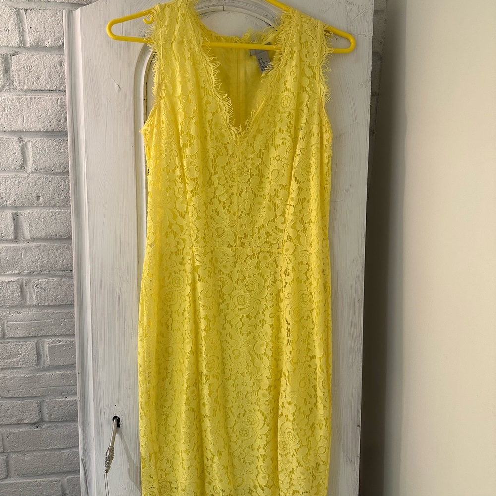 H&M Vibrant Yellow Lace Midi Dress